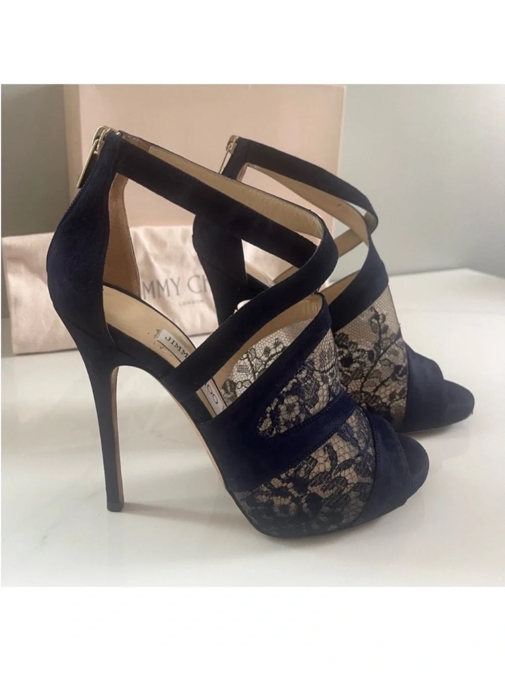 AUTHENTIC JIMMY CHOO ITALIAN LACE STILETTO HEELS